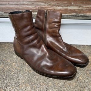 GR by Gordon Rush Sutherland Brown Leather Zip Boots Size 10
